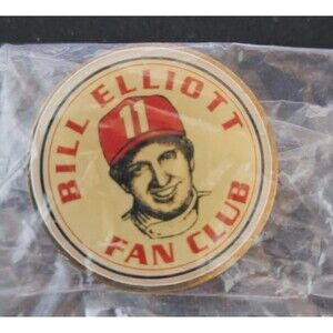 Vintage Bill Elliot Fan Club Enamel lapel/hat pin NEW STILL IN BAG